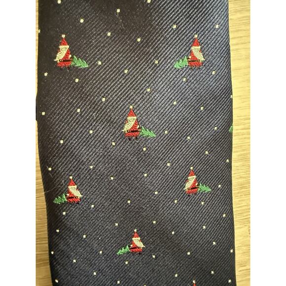 Tommy Hilfiger Men's Necktie Tie Polyester Repp Blue Mini Santa Claus 57" SILK - Picture 2 of 5